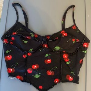 Cherry Corset-Style Cami Top